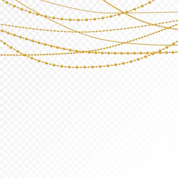 收集在白色背景上的黄金假日珠子 由精美珍珠制成的现实项链 设计中的商业装饰部分 — 图库矢量图片