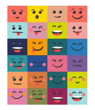 Kare renginde gülücükler duygularını ifade ediyor.