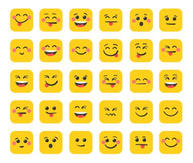 Kare renginde gülücükler duygularını ifade ediyor.