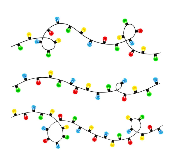 Catalogue Des Lumières Noël Collection Guirlandes Colorées Festives Sur Fond — Image vectorielle
