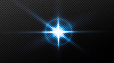 Soyut şeffaf güneş ışığı özel mercek ışık efekti. Hareket halinde vektör bulanıklığı parlaklığı. İzole edilmiş şeffaf arka plan. Dekor elemanı. Yatay yıldız patlaması ışınları ve spot ışıkları.