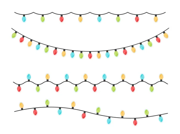 Catalogue Des Lumières Noël Collection Guirlandes Colorées Festives Sur Fond — Image vectorielle