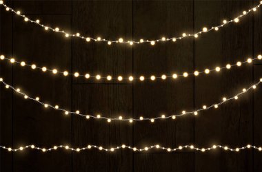Christmas lights on a transparent background. Garland shining with Christmas lights. Festive decoration element.Bright Christmas lights. The garland is multi-colored. Isolated. Vector illustration. clipart