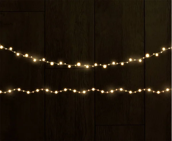 Luzes Natal Fundo Transparente Garland Brilhando Com Luzes Natal Elemento — Vetor de Stock