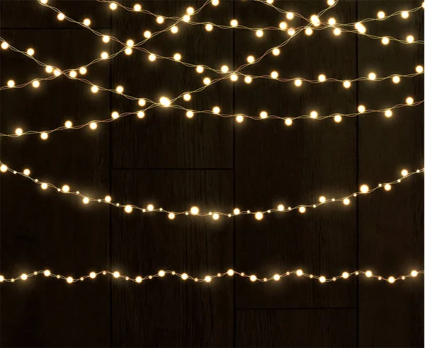 Lumières Noël Sur Fond Transparent Guirlande Brillante Avec Des Lumières — Image vectorielle