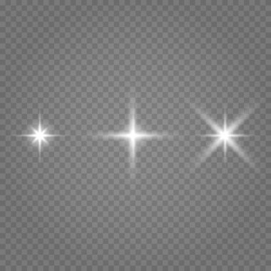 Soyut şeffaf güneş ışığı özel mercek ışık efekti. Hareket halinde vektör bulanıklığı parlaklığı. İzole edilmiş şeffaf arka plan. Dekor elemanı. Yatay yıldız patlaması ışınları ve spot ışıkları.