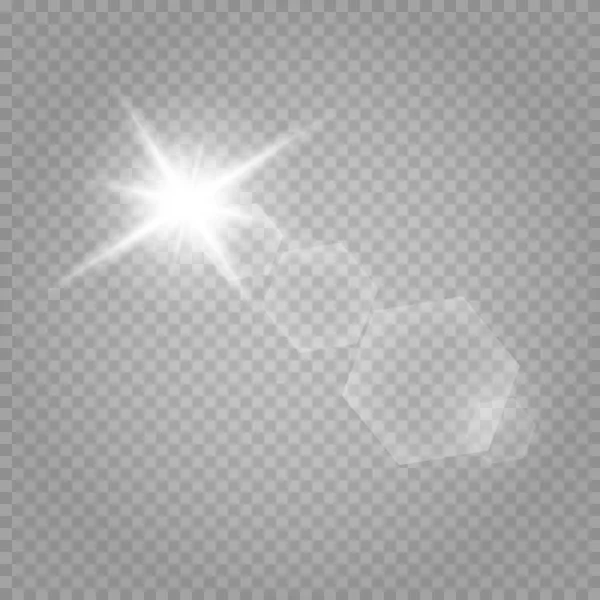 摘要透明太阳光特殊透镜照明效果好 矢量模糊 运动时发光 孤立而透明的背景 装饰元素 水平恒星爆发光芒和聚光灯 — 图库矢量图片