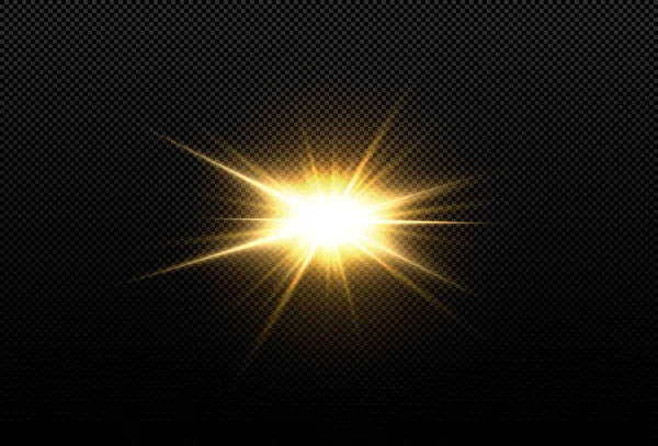 Sole Splende Raggi Luminosi Con Riflessi Realistici Stella Chiara Sfondo — Vettoriale Stock