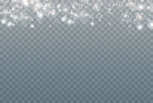 Абстрактний Зимовий Фон Сніжинок Підірваних Вітром Білому Прозорому Фоні — стоковий вектор