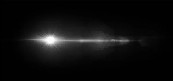 Sun Shining Brightlight Rays Realistic Glare Light Star Transparent Black — Stock Vector