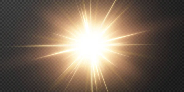 De zon schijnt fel licht stralen met — Stockvector