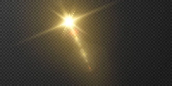 Ήλιος Λάμπει Ακτίνες Του Φωτός Ρεαλιστική Λάμψη Φως Αστέρι Ένα — Διανυσματικό Αρχείο