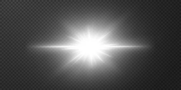 Sol Está Brillando Rayos Luz Brillante Con Resplandor Realista Estrella — Archivo Imágenes Vectoriales