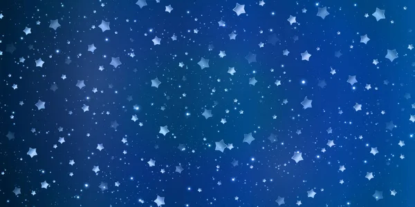 성탄절별들이 떨어지고 빛나는 별들이 우주의 점들이 반사되는 가운데 밤하늘을 가로지르며 — 스톡 벡터