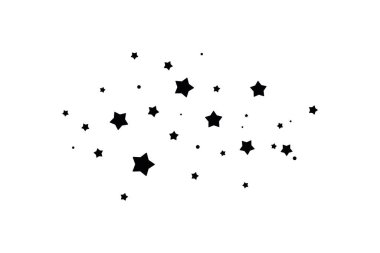 Parıltılı yıldız konfetileri. Hafif arkaplan. Beyaz soyut doku. Şenlikli dekorasyon unsuru. Yeni yıl Noel 'i. Zarif davet şablonu.