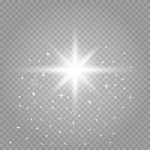 Leuchtende Sterne Isoliert Auf Einem Transparenten Weißen Hintergrund Das Leuchten — Stockvektor