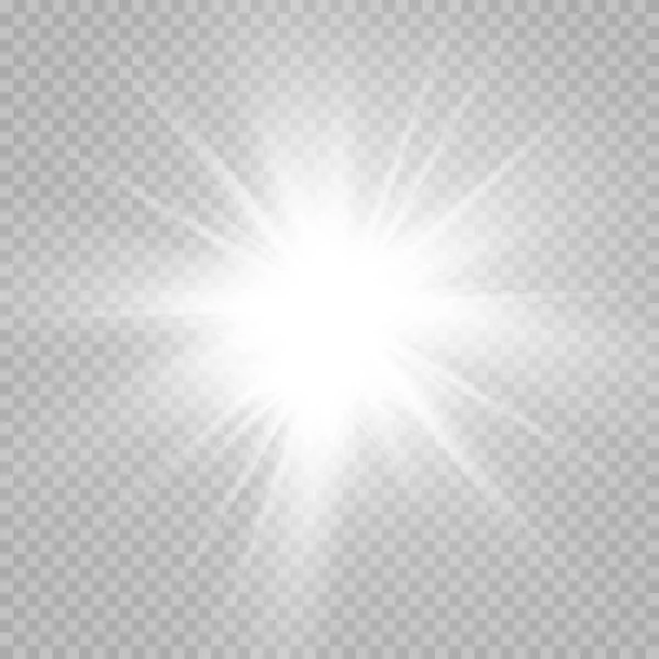 Zářící Hvězdy Izolované Průhledném Bílém Pozadí Zářící Hvězdy Nádherná Záře — Stockový vektor