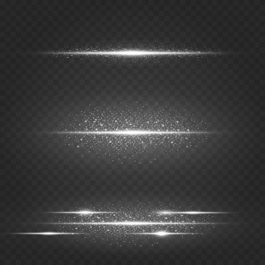 Siyah arkaplanda soyut stil ışıklandırma efekti. Parlak toz ve ışık saçan. Işık patlaması. Vektör illüstrasyonu EPS 10