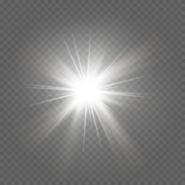 Zářící Hvězdy Izolované Průhledném Bílém Pozadí Zářící Hvězdy Nádherná Záře — Stockový vektor