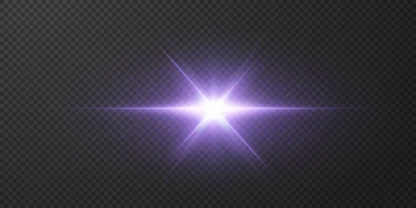 輝く星は 透明な白い背景に隔離されています グレア 白い光 セット 星の輝き 美しい太陽のまぶしさ ベクターイラスト — ストックベクタ