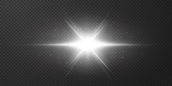 Shining Stars Isolated Transparent White Background Effects Glare Radiance Explosion — Stock Vector