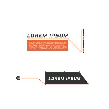 Dijital çağrılar, dipnotlar. Bağlantılar ve dijital bilgi düzeni. Reklam için kaynak. HUD seti. Vektör illüstrasyonu.