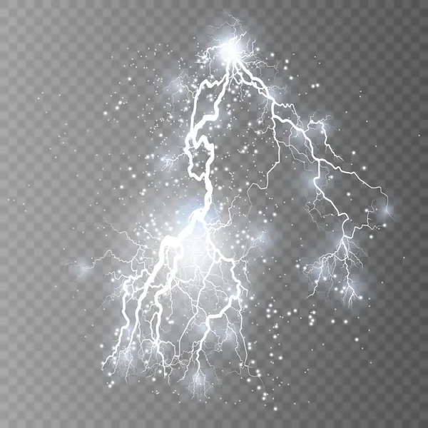 Rayos realistas sobre un fondo negro transparente. la carga de energía es poderosa. Acumulación