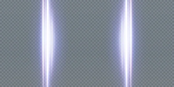 ホワイト水平レンズフレアパック レーザービーム 水平光線 美しい光のフレア 光の背景に光る縞 明るい抽象的な輝く線の背景 — ストックベクタ