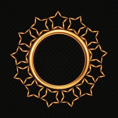 Işık geometrik çerçeve koleksiyonu. Altın çerçeveler seti. Çerçeveler üzerinde ışık neon etkisi.