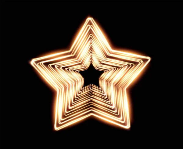 光の幾何学的フレームのコレクション 金のお祝いのフレームのセット フレームへの光ネオン効果 — ストックベクタ