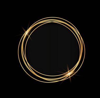 Işık geometrik çerçeve koleksiyonu. Altın çerçeveler seti. Çerçeveler üzerinde ışık neon etkisi.