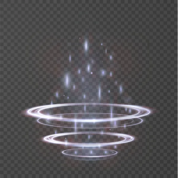 Portal Set Light Effect Hologram Magic Circle Teleport Podium Sky — Stock Vector