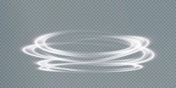 Bir spiral içinde dönen soyut vektör ışık çizgileri. Çizgi hareketinin hafif simülasyonu. Ringden hafif bir iz. Promosyon ürünleri için aydınlatılmış podyum.