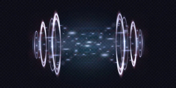 Portal Set Lumina Efect Hologramă Cercul Magic Teleportează Podiumul Colecția — Vector de stoc