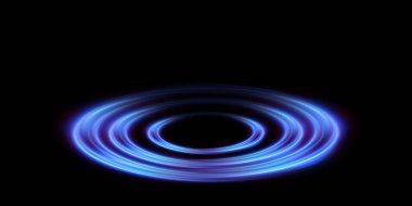 Bir spiral içinde dönen soyut vektör ışık çizgileri. Çizgi hareketinin hafif simülasyonu. Ringden hafif bir iz. Promosyon ürünleri için aydınlatılmış podyum.