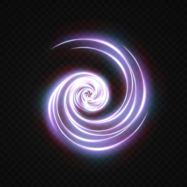 Bir spiral içinde dönen soyut vektör ışık çizgileri. Çizgi hareketinin hafif simülasyonu. Ringden hafif bir iz. Promosyon ürünleri için aydınlatılmış podyum.