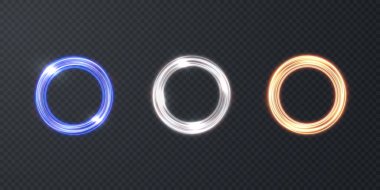 Bir spiral içinde dönen soyut mavi vektör ışık çizgileri. Çizgi hareketinin hafif simülasyonu. Ringden hafif bir iz. Promosyon ürünleri için aydınlatılmış podyum.