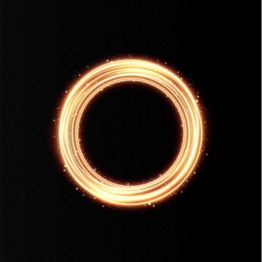 Bir spiral içinde dönen soyut vektör ışık çizgileri. Çizgi hareketinin hafif simülasyonu. Ringden hafif bir iz. Promosyon ürünleri için aydınlatılmış podyum.