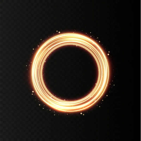 金線の抽象ベクトル光効果 円の中で動く運動光の線 広告パンフレット バナー 資料用照明器具 — ストックベクタ