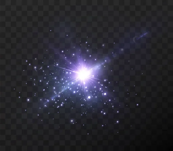 Сяючі неонові зірки ізольовані на чорному тлі — стоковий вектор