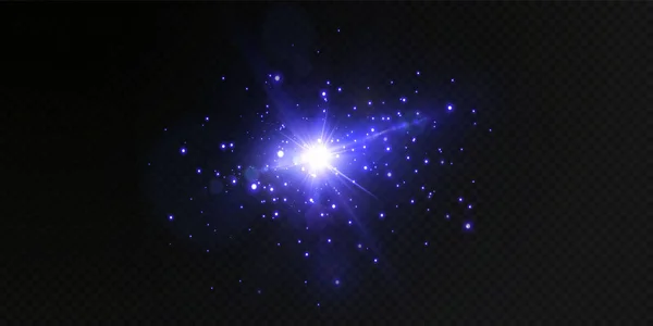 Estrellas de neón brillantes aisladas sobre fondo negro — Archivo Imágenes Vectoriales