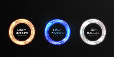 Bir spiral içinde dönen soyut vektör ışık çizgileri. Çizgi hareketinin hafif simülasyonu. Ringden hafif bir iz. Promosyon ürünleri için aydınlatılmış podyum.