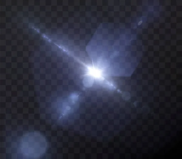 Λαμπερά Αστέρια Νέον Απομονωμένα Μαύρο Φόντο Εφέ Φωτοβολίδα Φακού Λάμψη — Διανυσματικό Αρχείο
