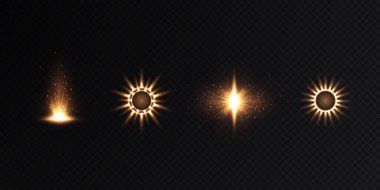Işık geometrik çerçeve koleksiyonu. Altın çerçeveler seti. Çerçeveler üzerinde ışık neon etkisi.