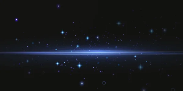 Световые Лучи Света Неоновом Синем Освещённый Горизонтальный Неоновый Лазер Сборник — стоковый вектор