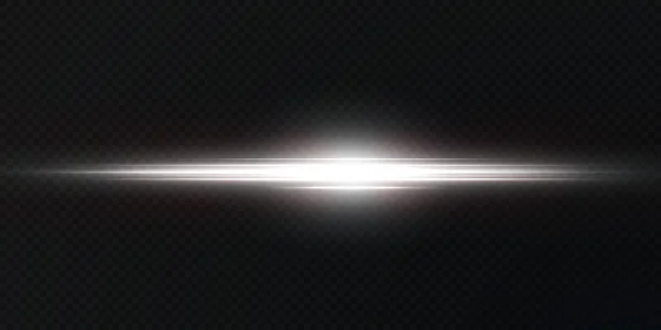 Weiße Horizontale Linsenraketen Werden Gepackt Laserstrahlen Horizontale Lichtstrahlen Schöne Lichterketten — Stockvektor