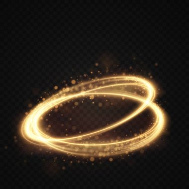 Bir spiral içinde dönen soyut vektör ışık çizgileri. Çizgi hareketinin hafif simülasyonu. Ringden hafif bir iz. Promosyon ürünleri için aydınlatılmış podyum.