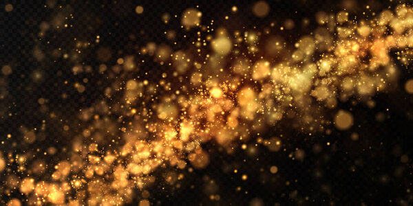 Glittering particles of fairy dust. Magic concept. Abstract festive background. Christmas background. Space background.