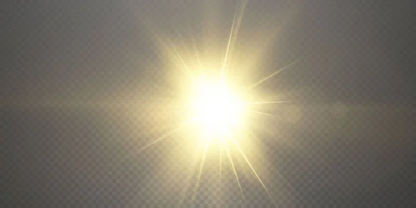 Solen skiner starkt ljus strålar med — Stock vektor