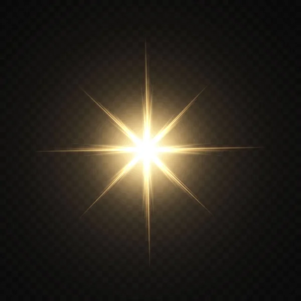 Ήλιος Λάμπει Φωτεινές Ακτίνες Φωτός Ρεαλιστική Λάμψη Φως Αστέρι Ένα — Διανυσματικό Αρχείο
